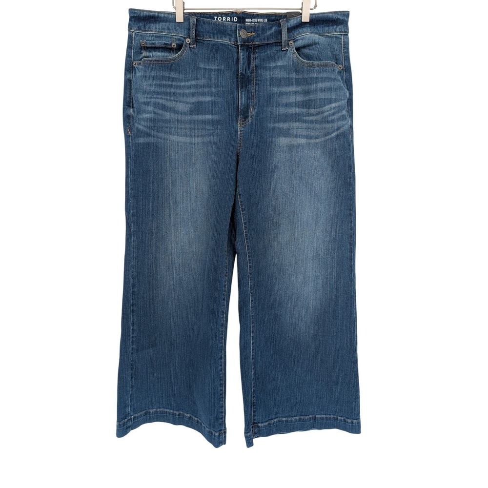 Torrid High-Rise Wide Leg Jeans 16S Blue Vintage Stretch Boho Chic Classic 90s